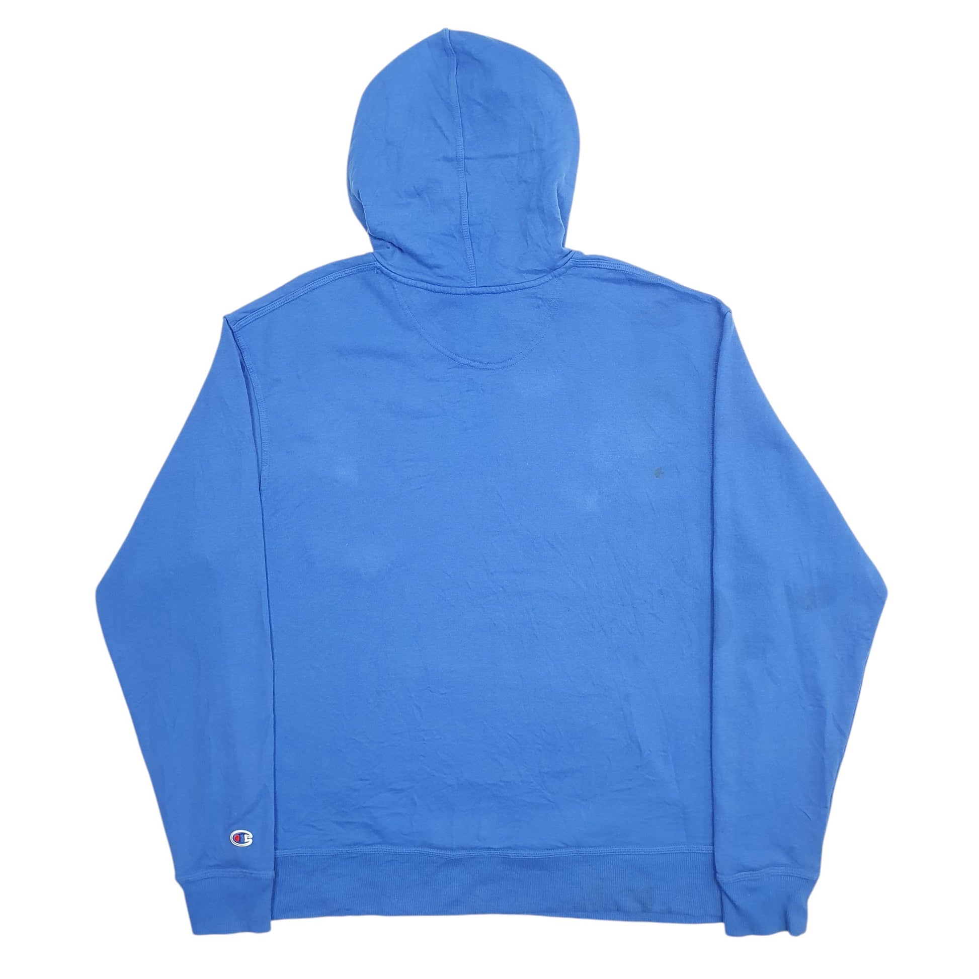 Mens Blue Champion Spellout Hoodie Jumper