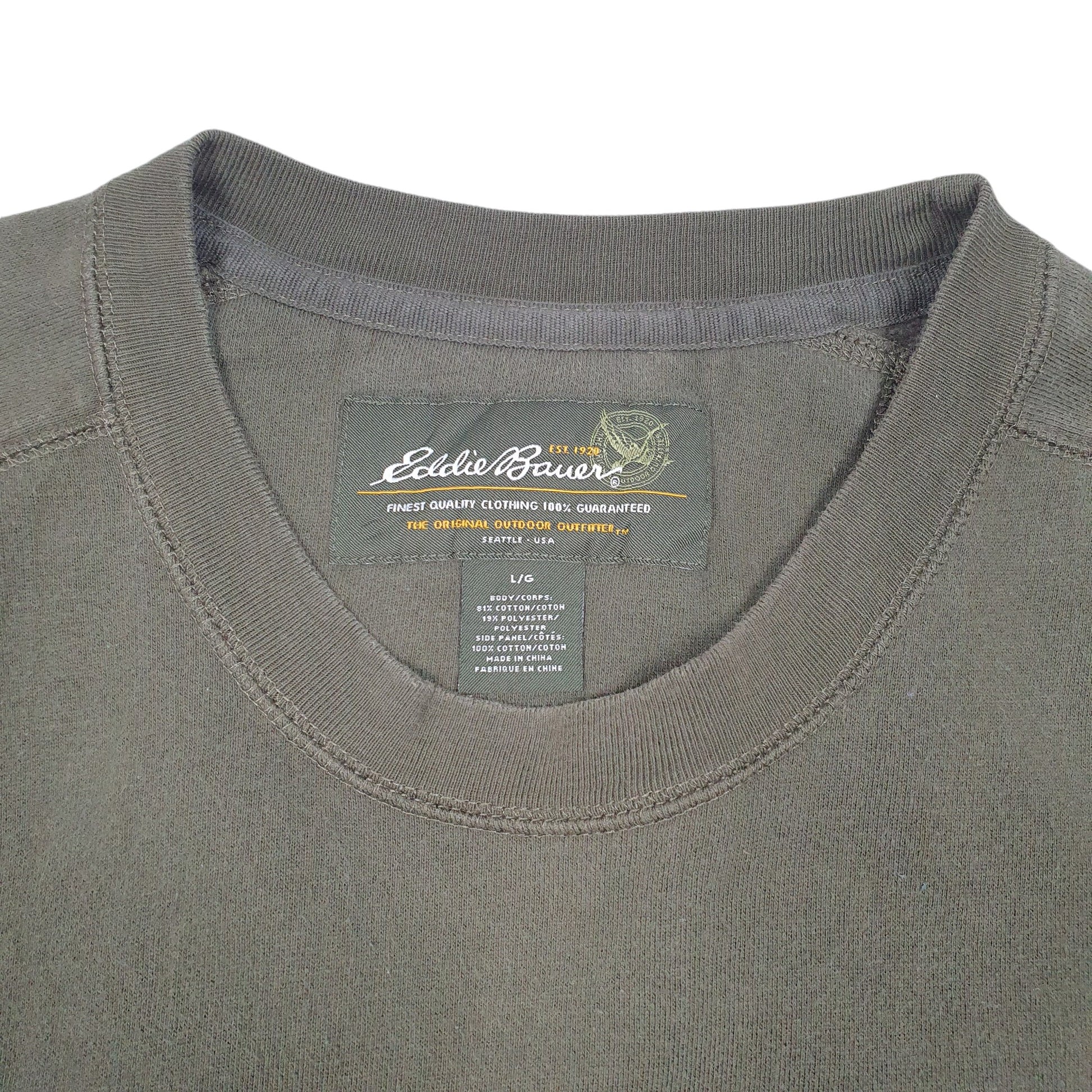 Mens Khaki Eddie Bauer Spellout Outdoor Gear Crewneck Jumper