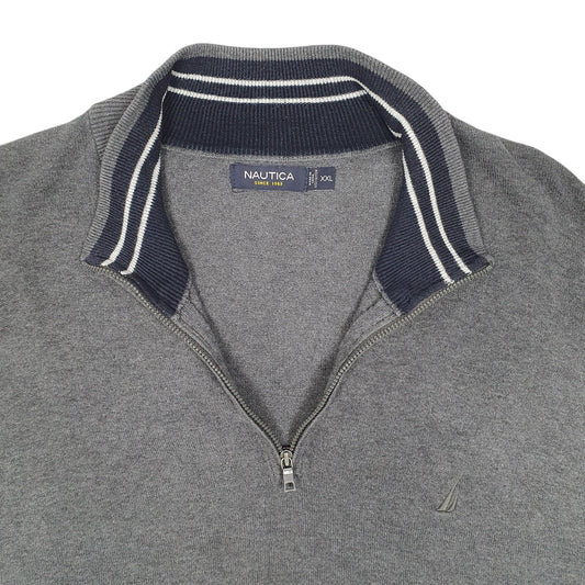 Mens Grey Nautica Knit Quarter Zip Jumper