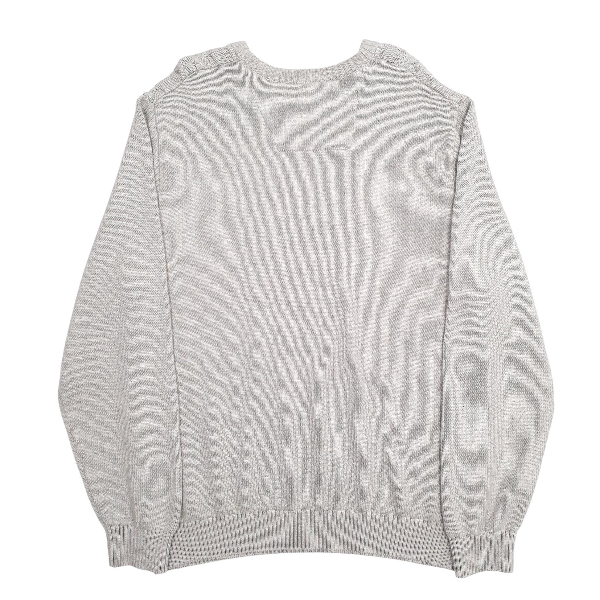 Mens Grey Nautica Knit Cable Knit Crewneck Jumper