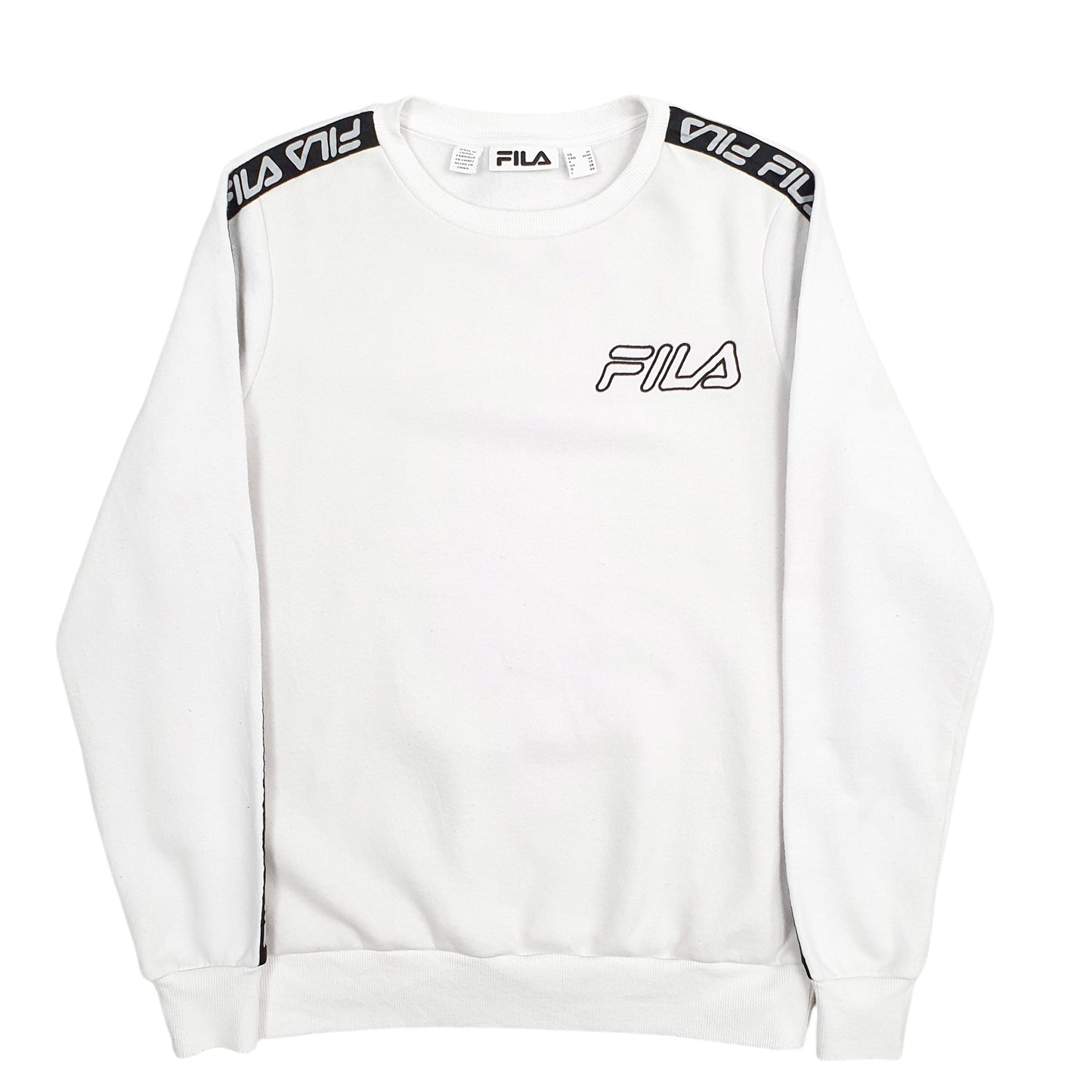 Mens White Fila Spellout Crewneck Jumper