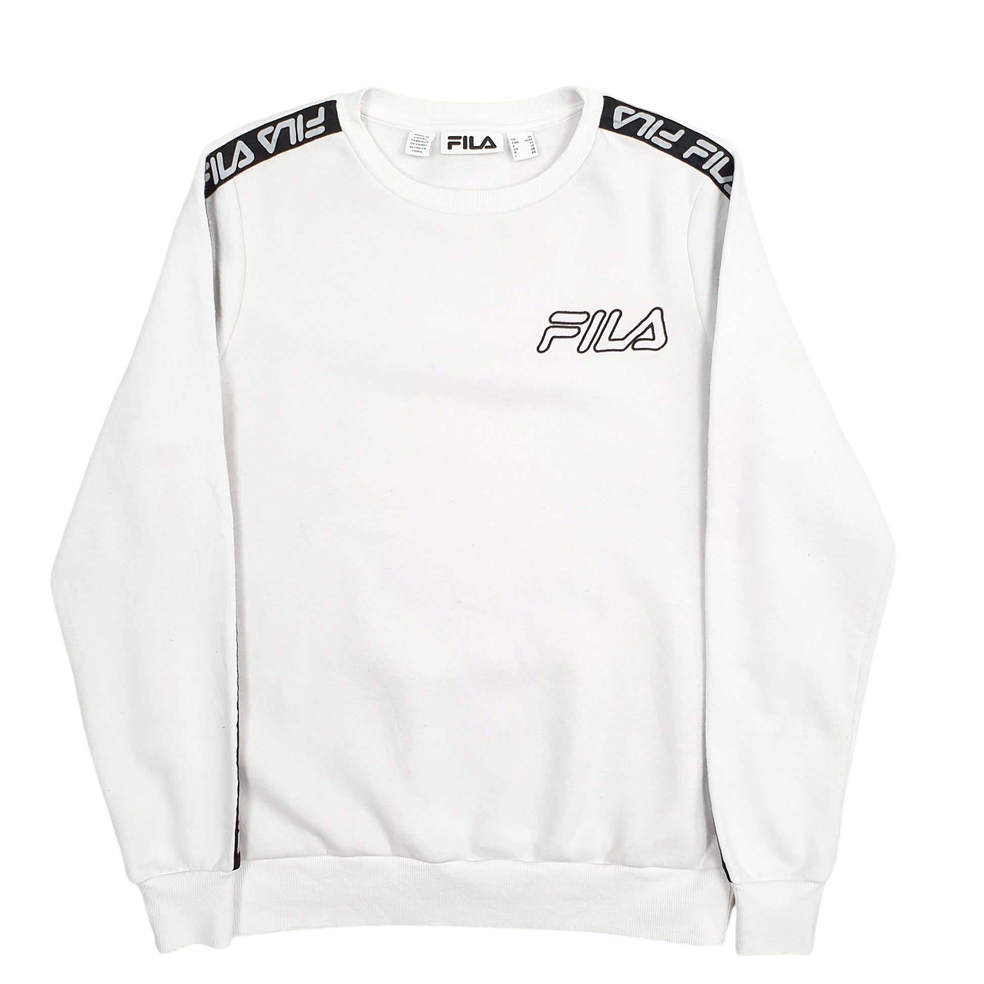 Mens White Fila Spellout Crewneck Jumper