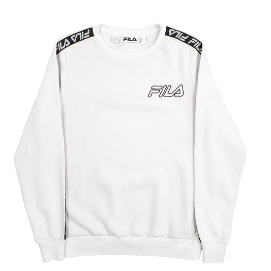 Mens White Fila Spellout Crewneck Jumper
