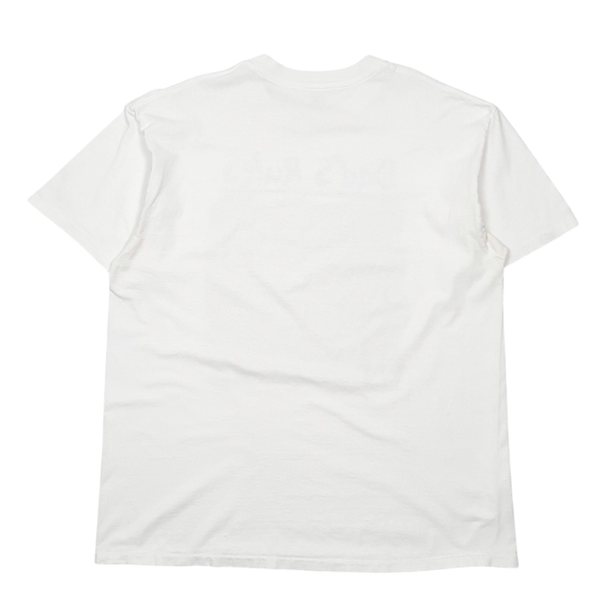 Mens White Delta Single Stitch Vintage 90s Made In USA Dads Rules Short Sleeve T Shirt