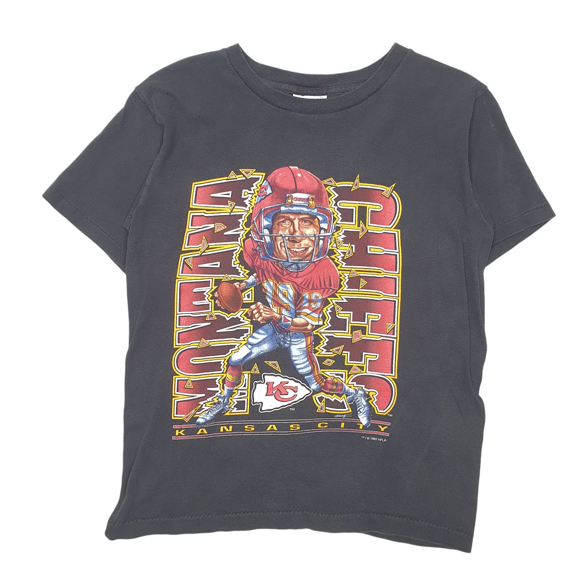 Womens Black Official Fan Sportswear Single Stitch Vintage 90s Made In USA Kansas City Chiefs NFL 1993 Short Sleeve T Shirt