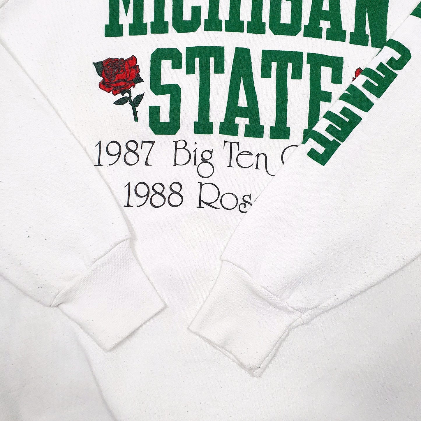 Mens White Screen Stars Vintage 80s Made In USA Michigan State Champs Raglan Crewneck Jumper