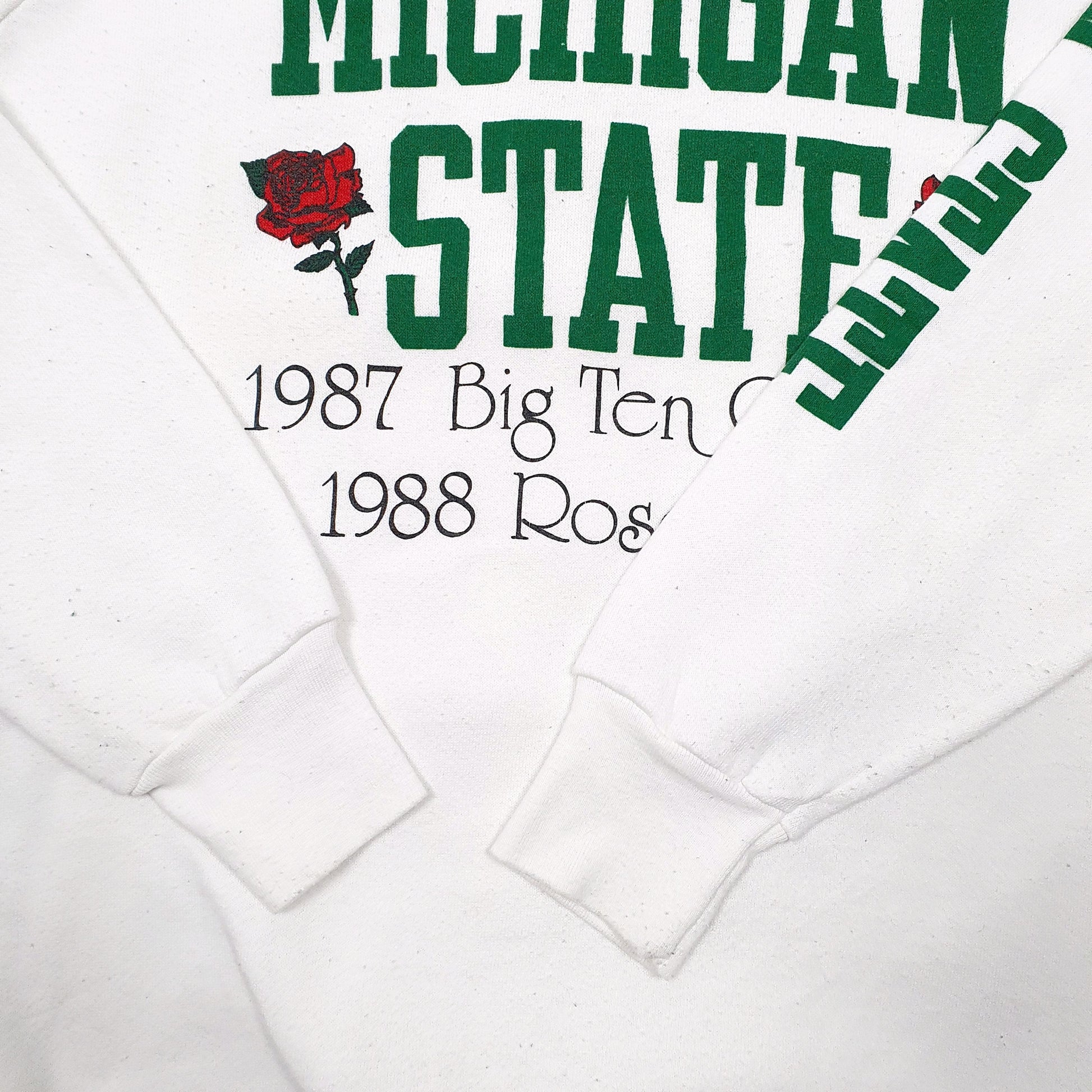 Mens White Screen Stars Vintage 80s Made In USA Michigan State Champs Raglan Crewneck Jumper