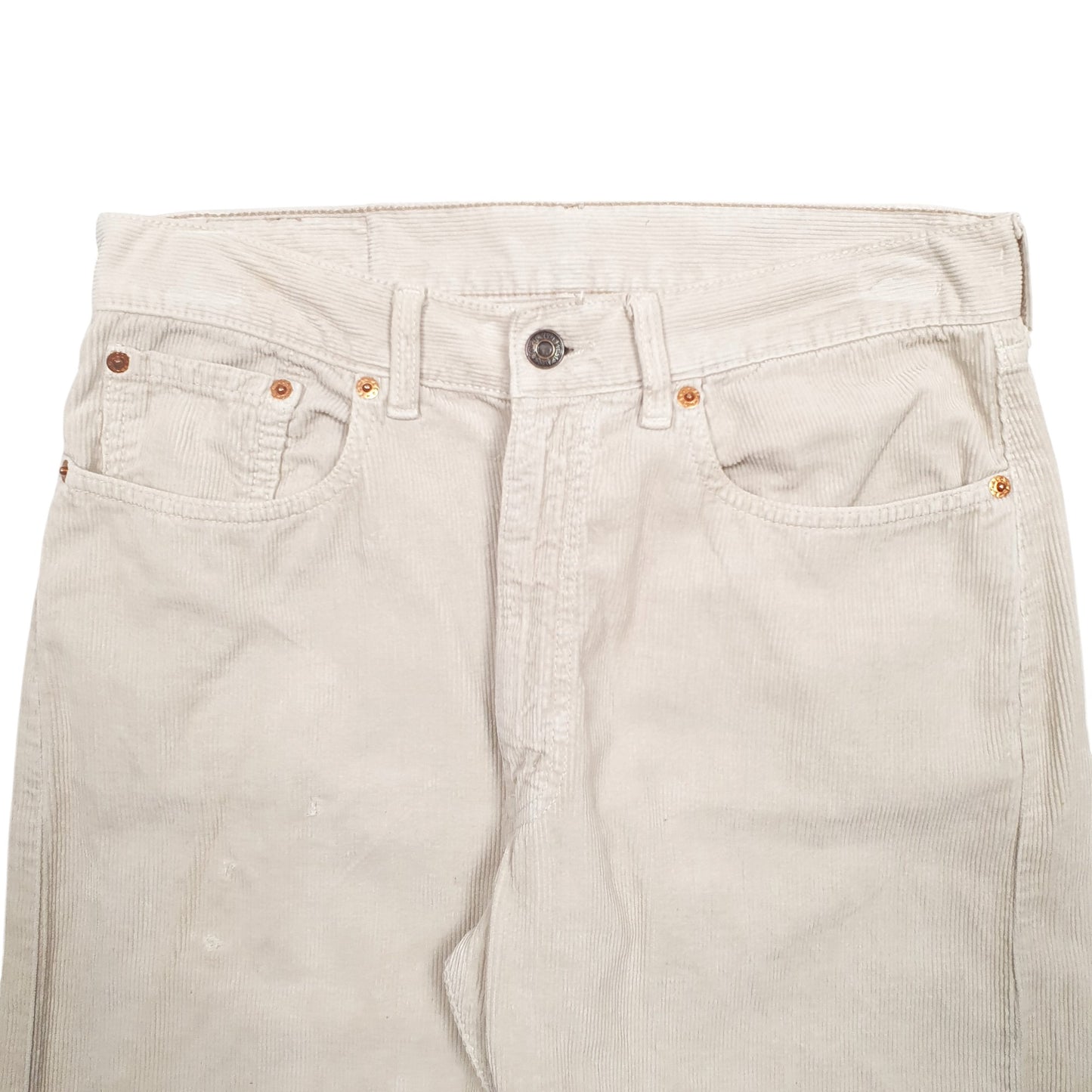 Mens Cream Levis 505 Corduroy Trousers