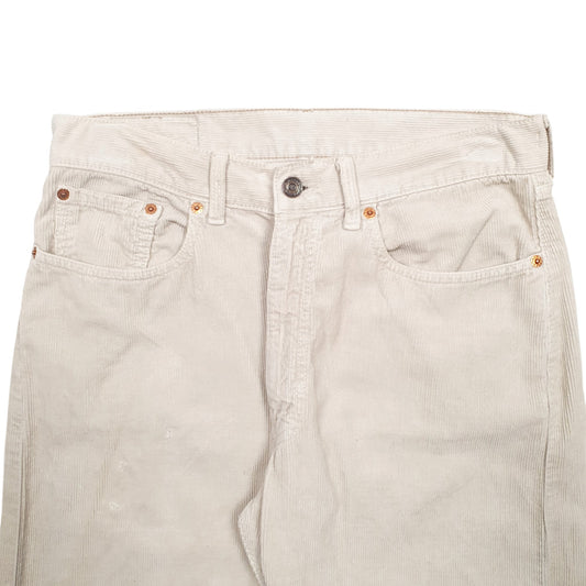 Mens Cream Levis 505 Corduroy Trousers