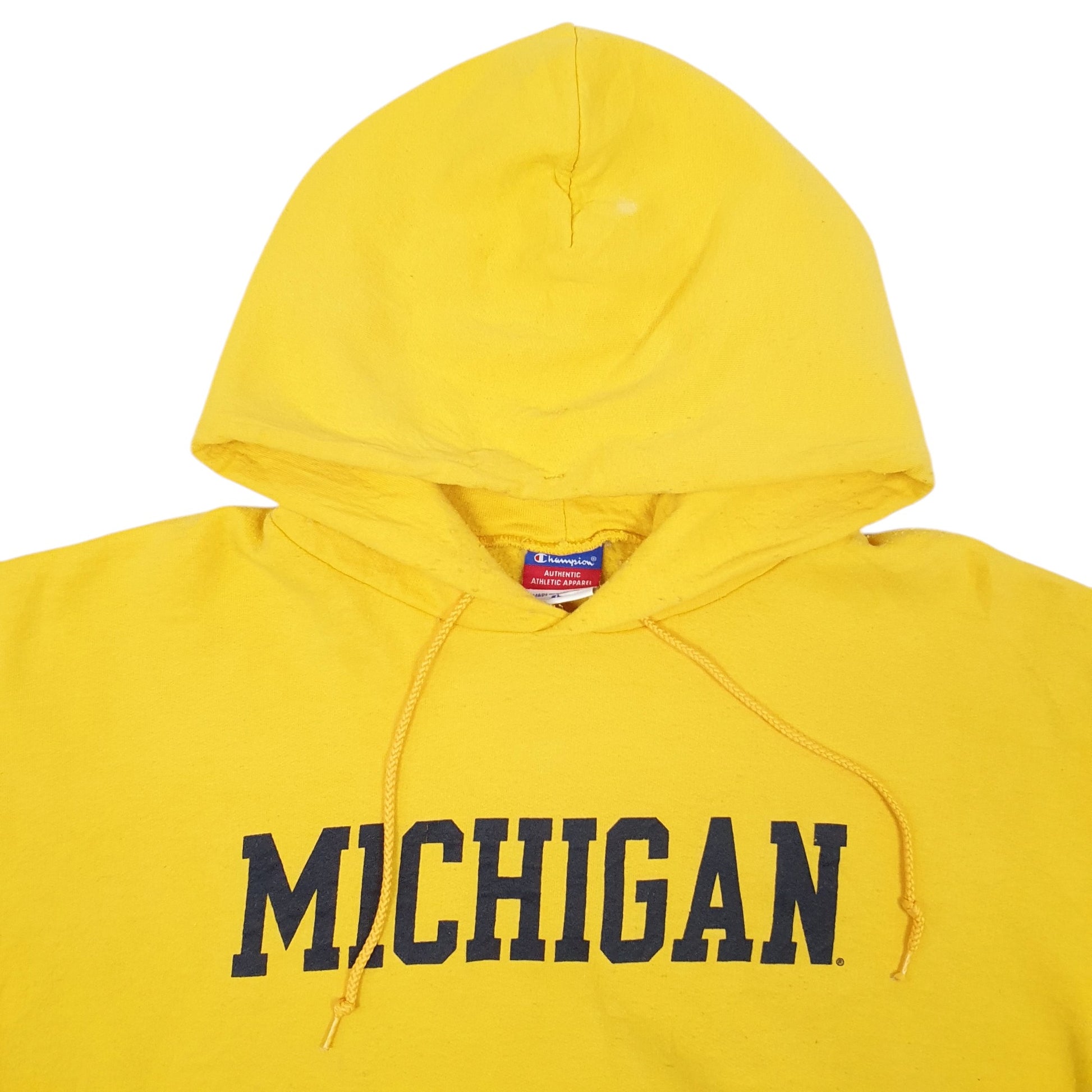 Mens Yellow Champion Michigan Hoodie Jumper