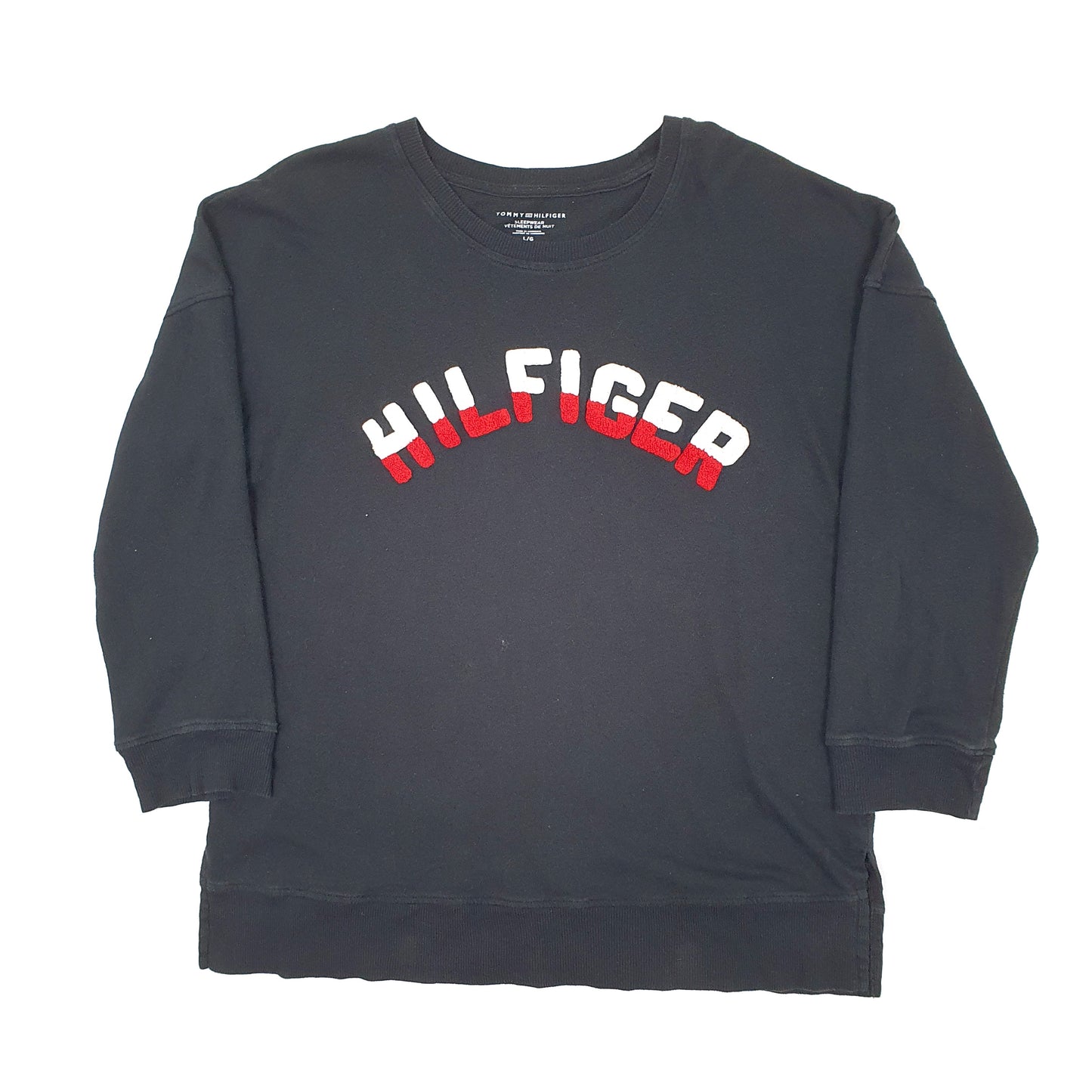 Mens Black Tommy Hilfiger Sleepwear Lightweight Crewneck Jumper