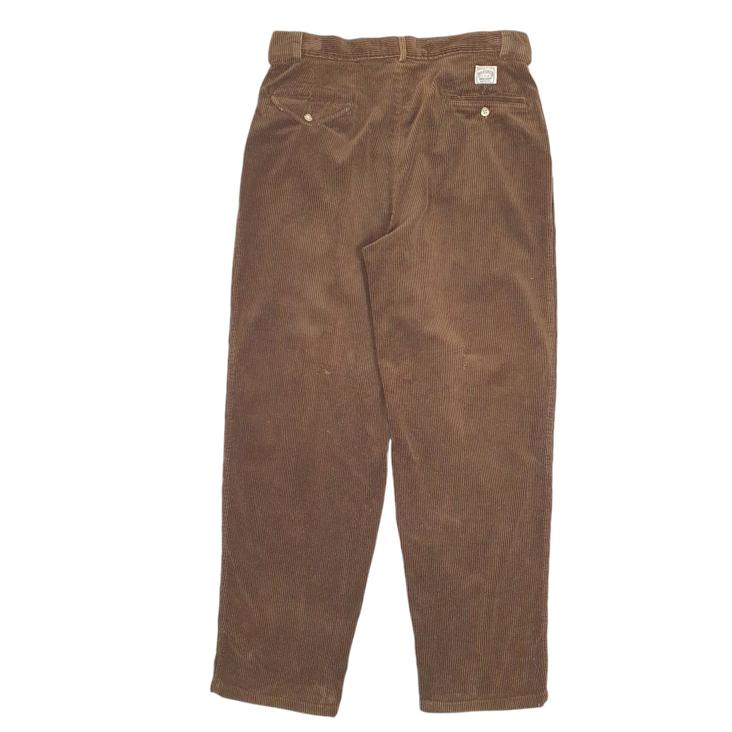 Mens Brown Polo Ralph Lauren Vintage Double Pleated Corduroy Trousers