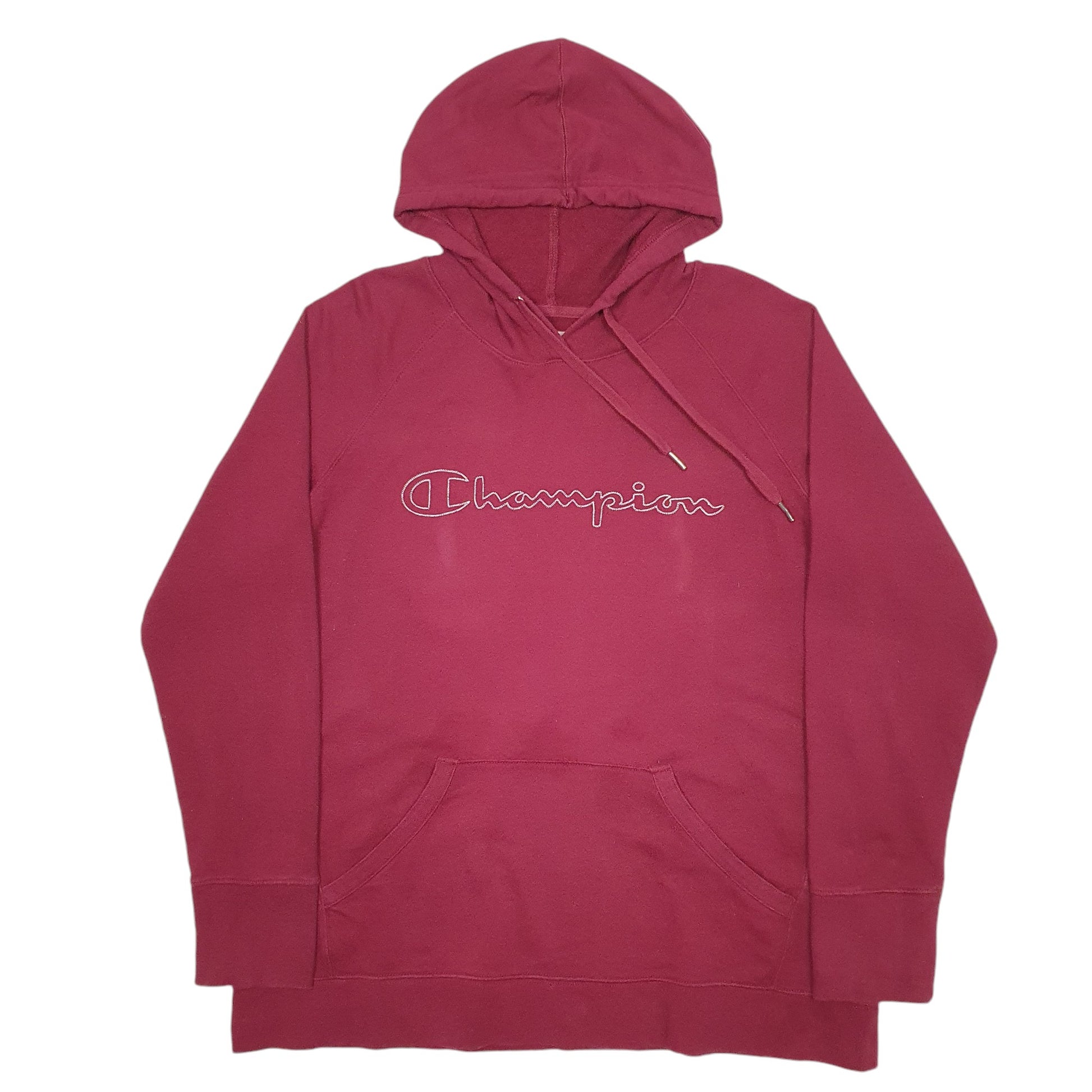 Mens Burgundy Champion Spellout Hoodie Jumper