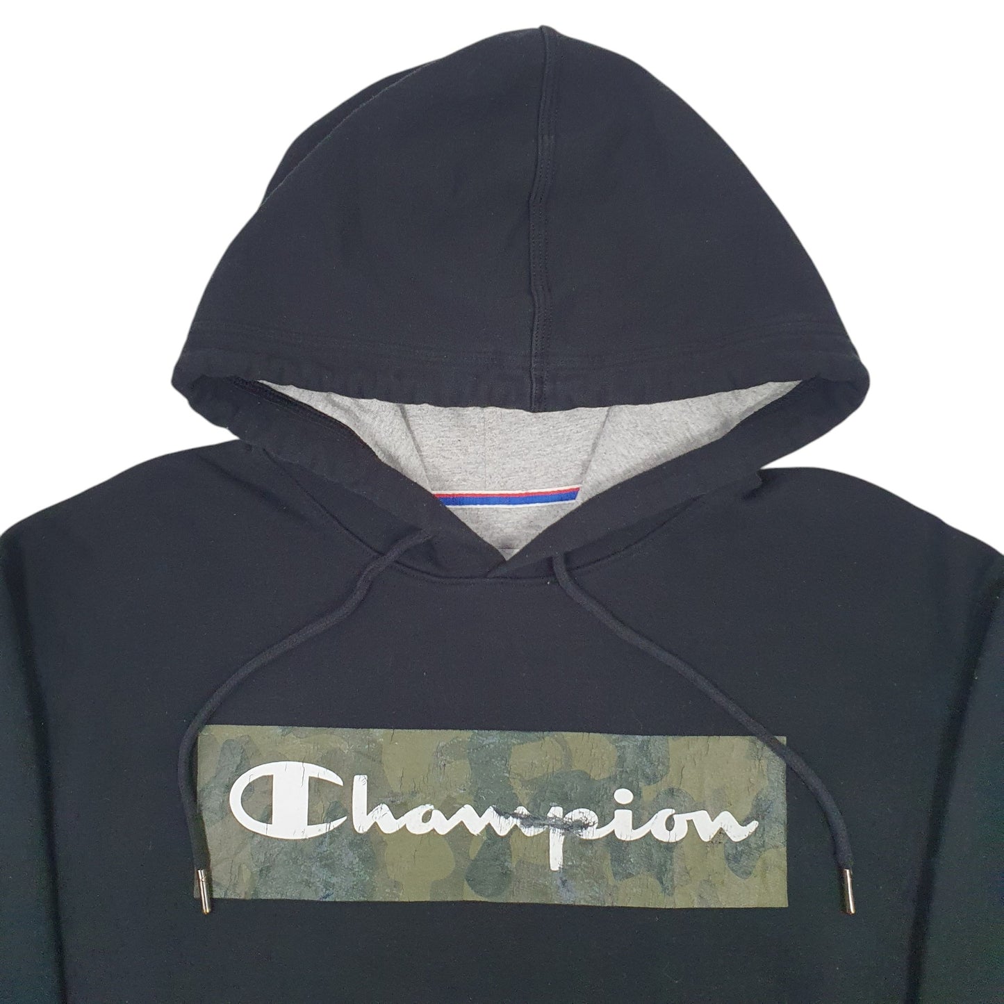Mens Black Champion Spellout Hoodie Jumper