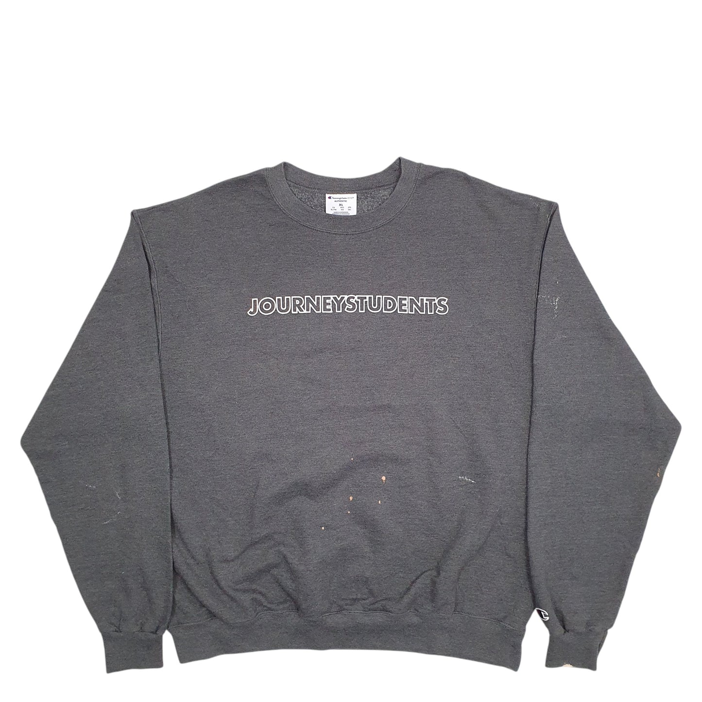 Mens Grey Champion Journey Students Spellout Crewneck Jumper