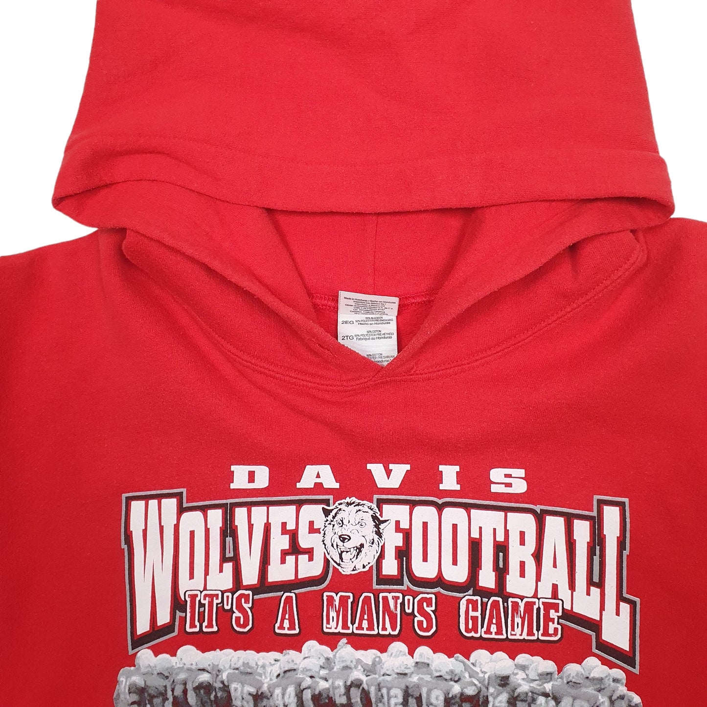 Mens Red Gildan Davis Wolves Football Playoffs 2011 Hoodie Jumper
