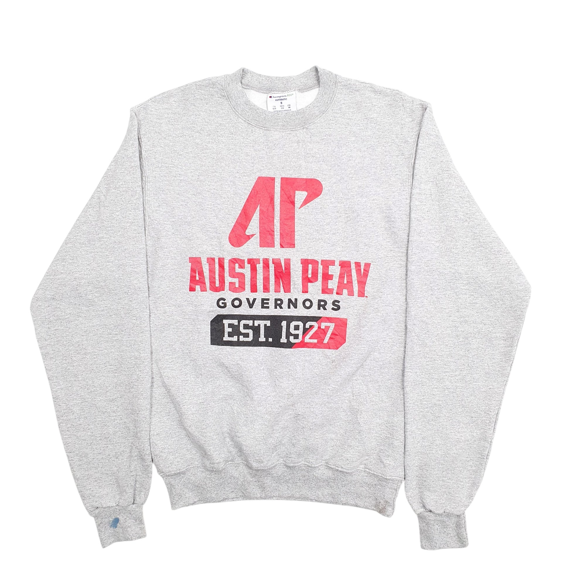 Mens Grey Champion Austin Peay Spellout Crewneck Jumper
