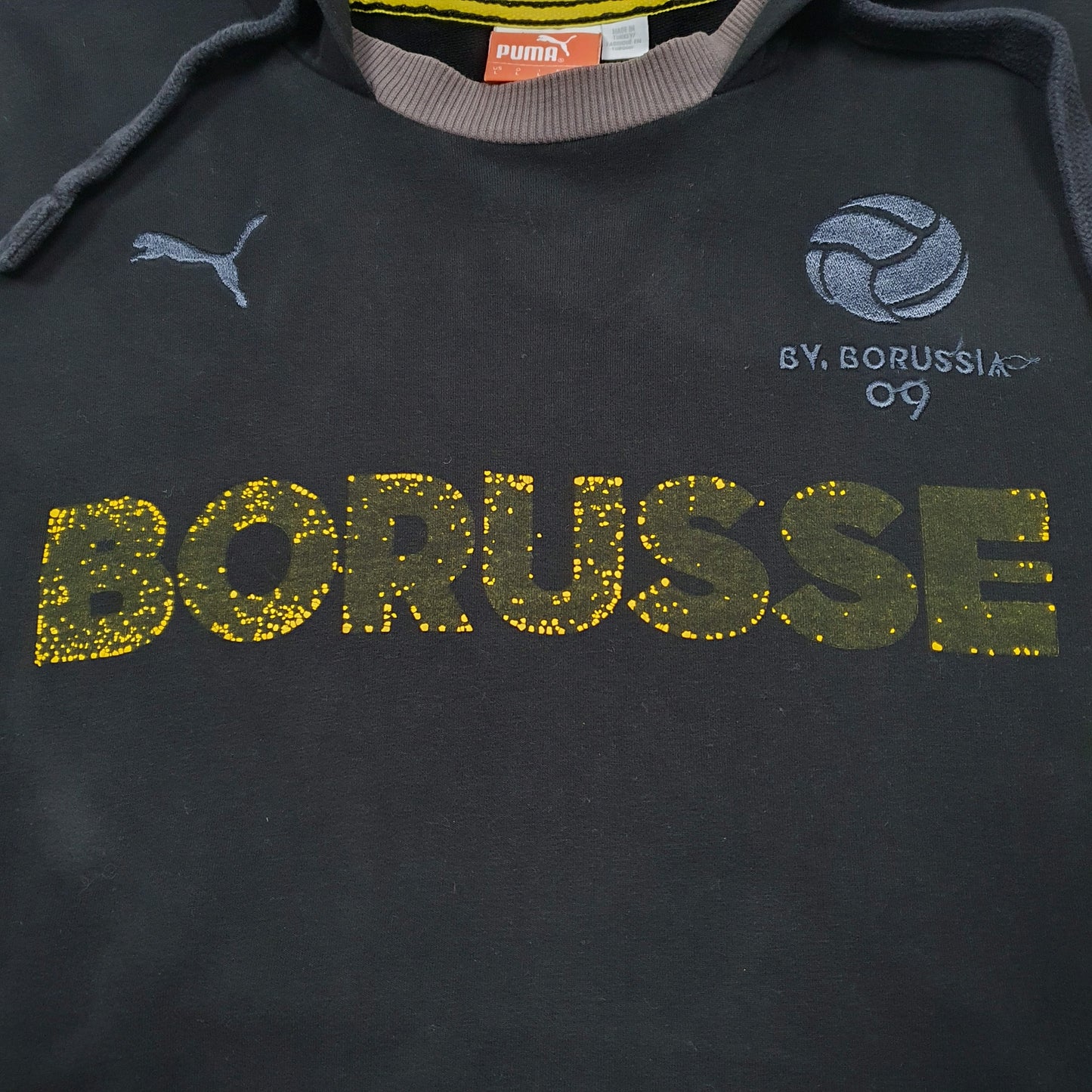 Mens Black Puma Bourussia Dortmund Football Soccer 2009 Spellout Hoodie Jumper