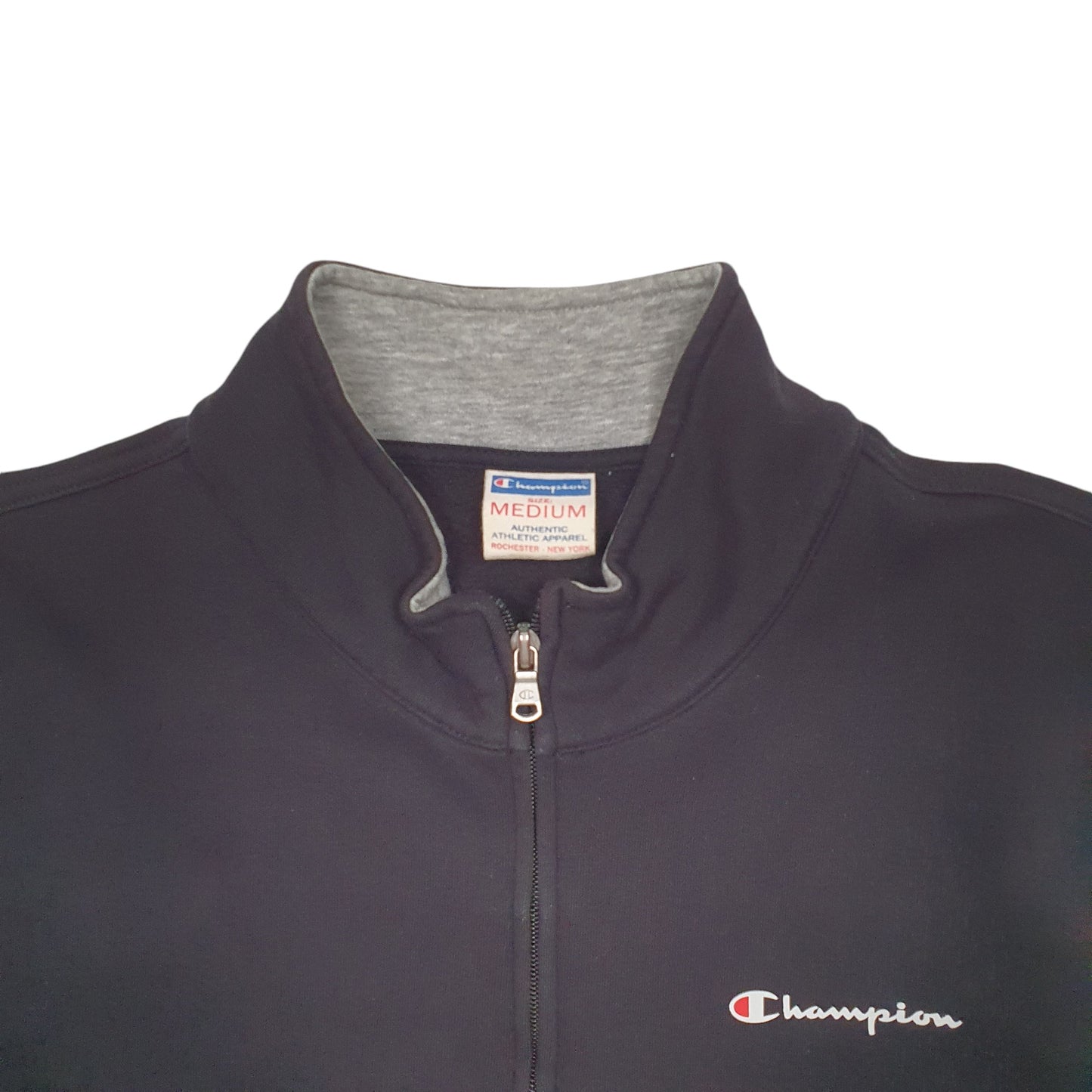 Mens Black Champion Vintage 90's Full Zip Jumper