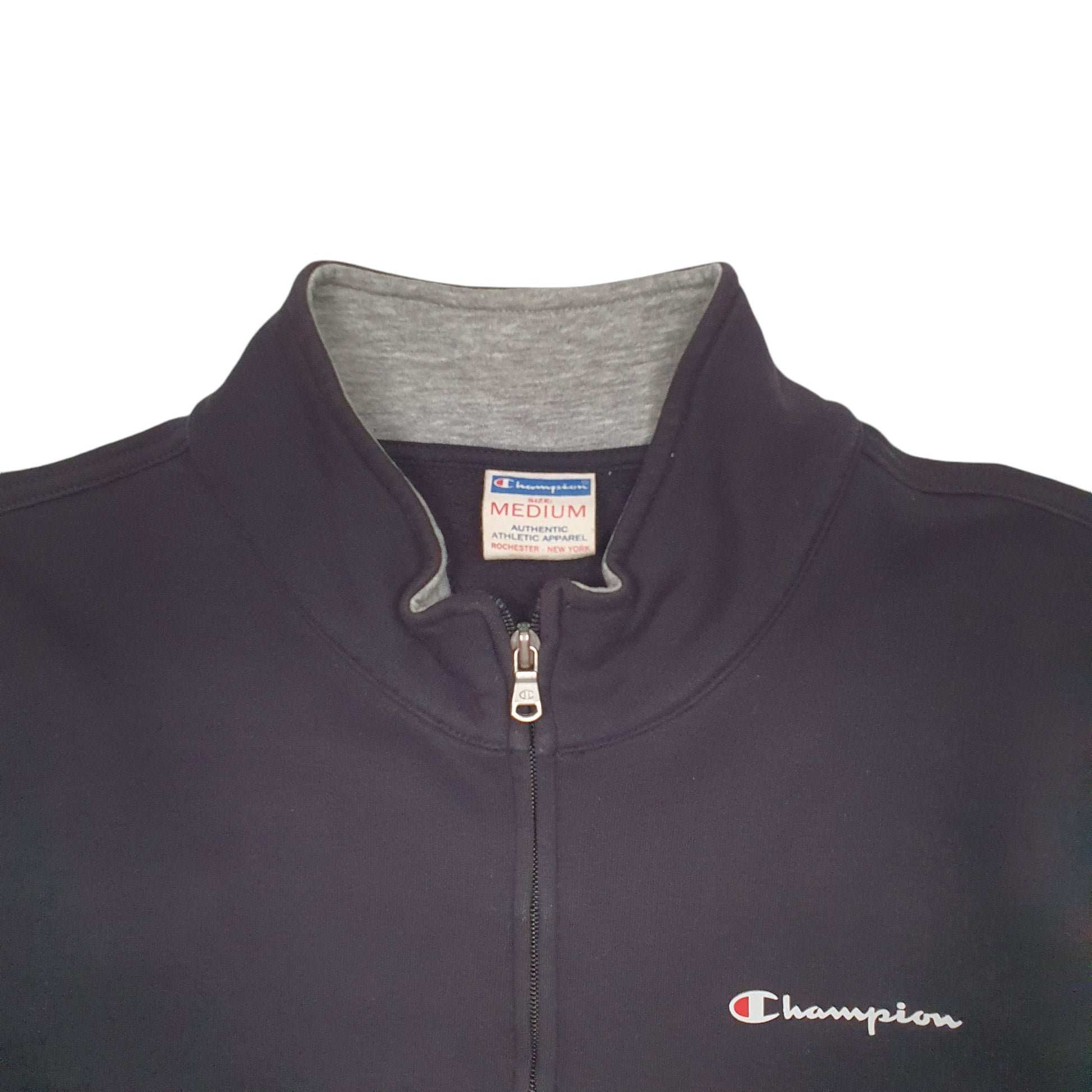 Mens Black Champion Vintage 90's Full Zip Jumper