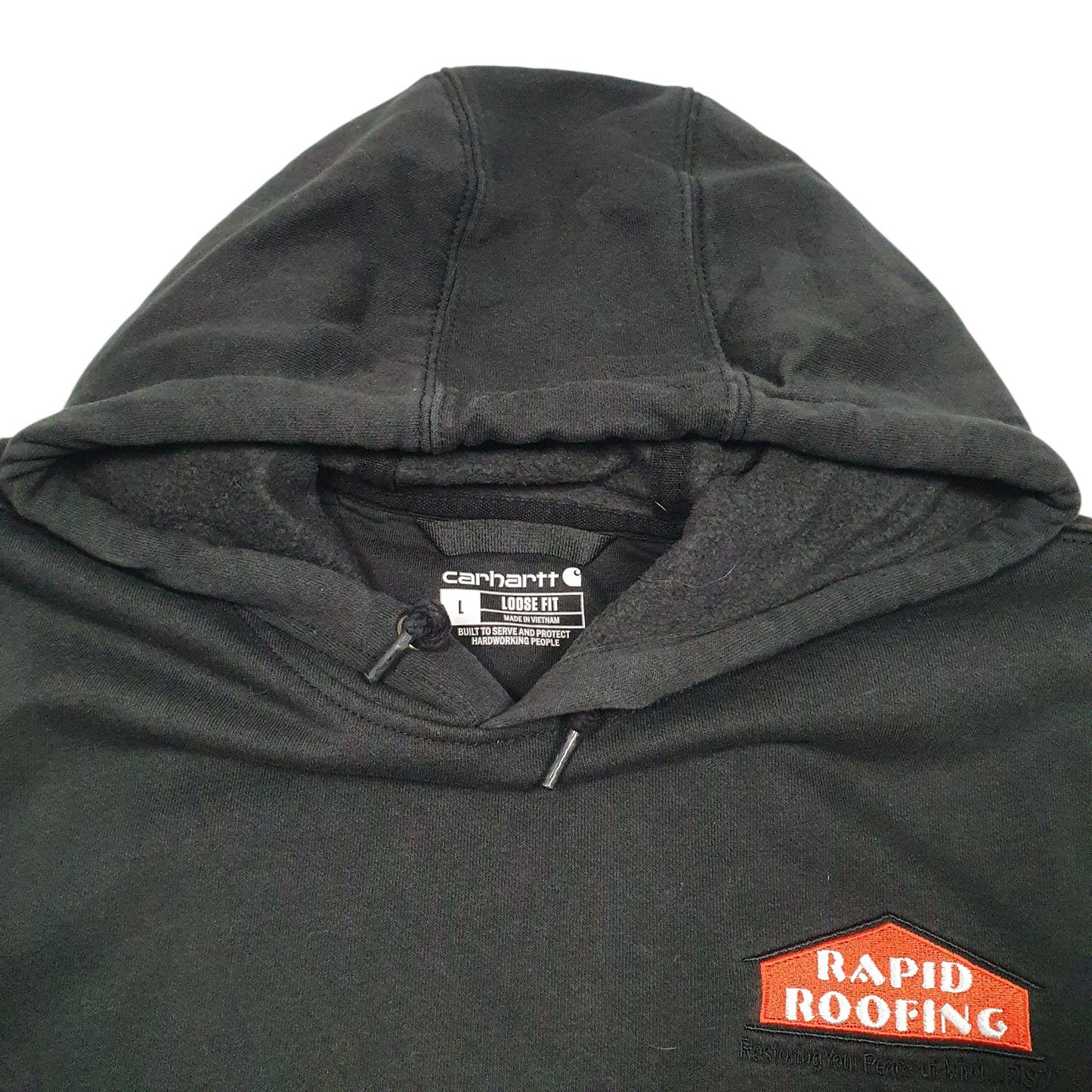 Mens Black Carhartt Workwear Rapid Roofing USA Hoodie Jumper