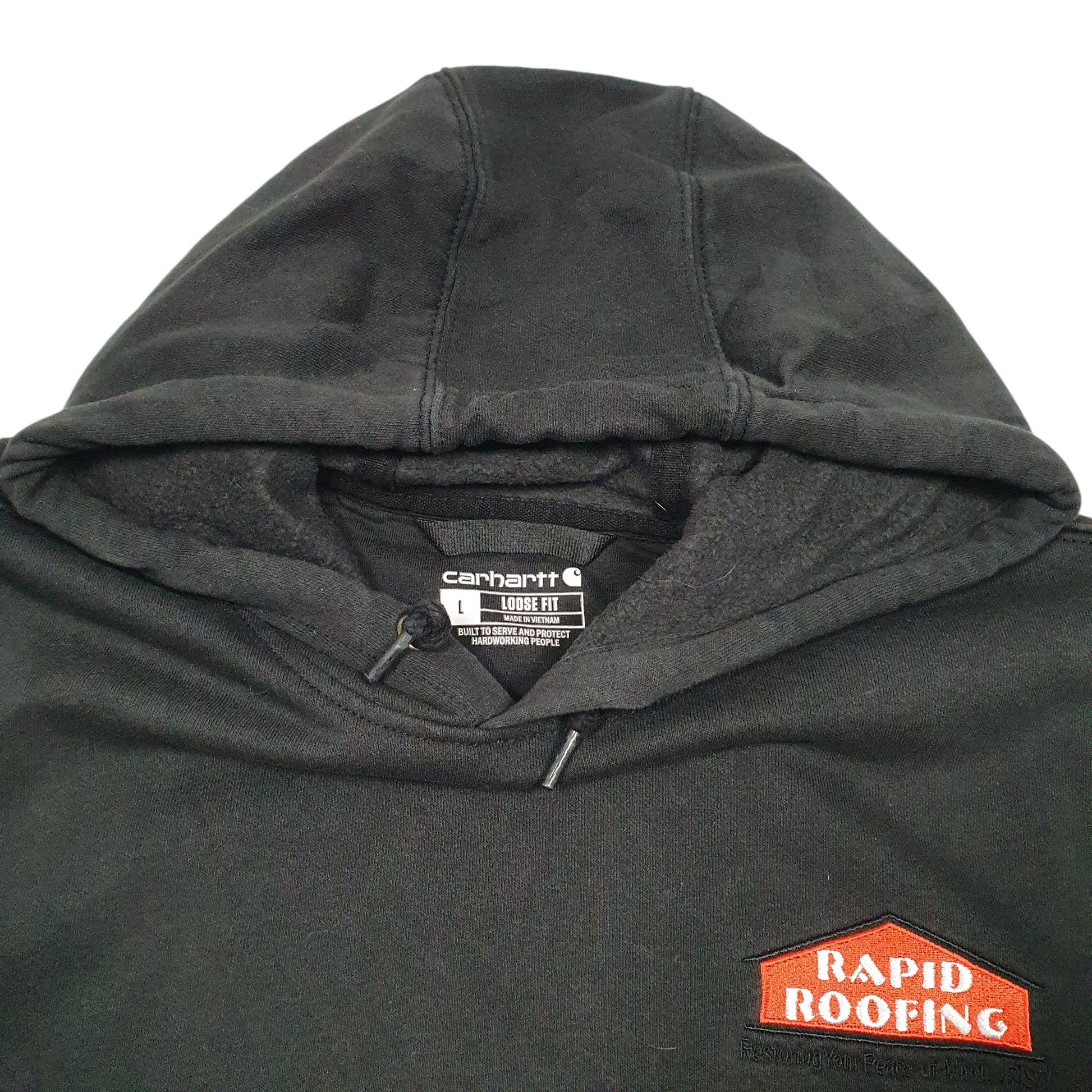 Mens Black Carhartt Workwear Rapid Roofing USA Hoodie Jumper