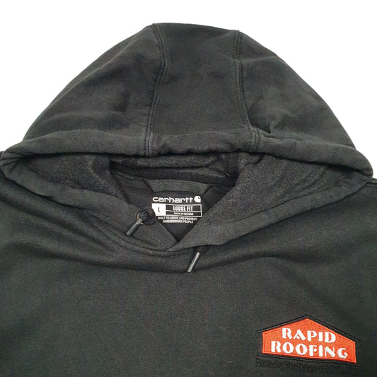 Mens Black Carhartt Workwear Rapid Roofing USA Hoodie Jumper