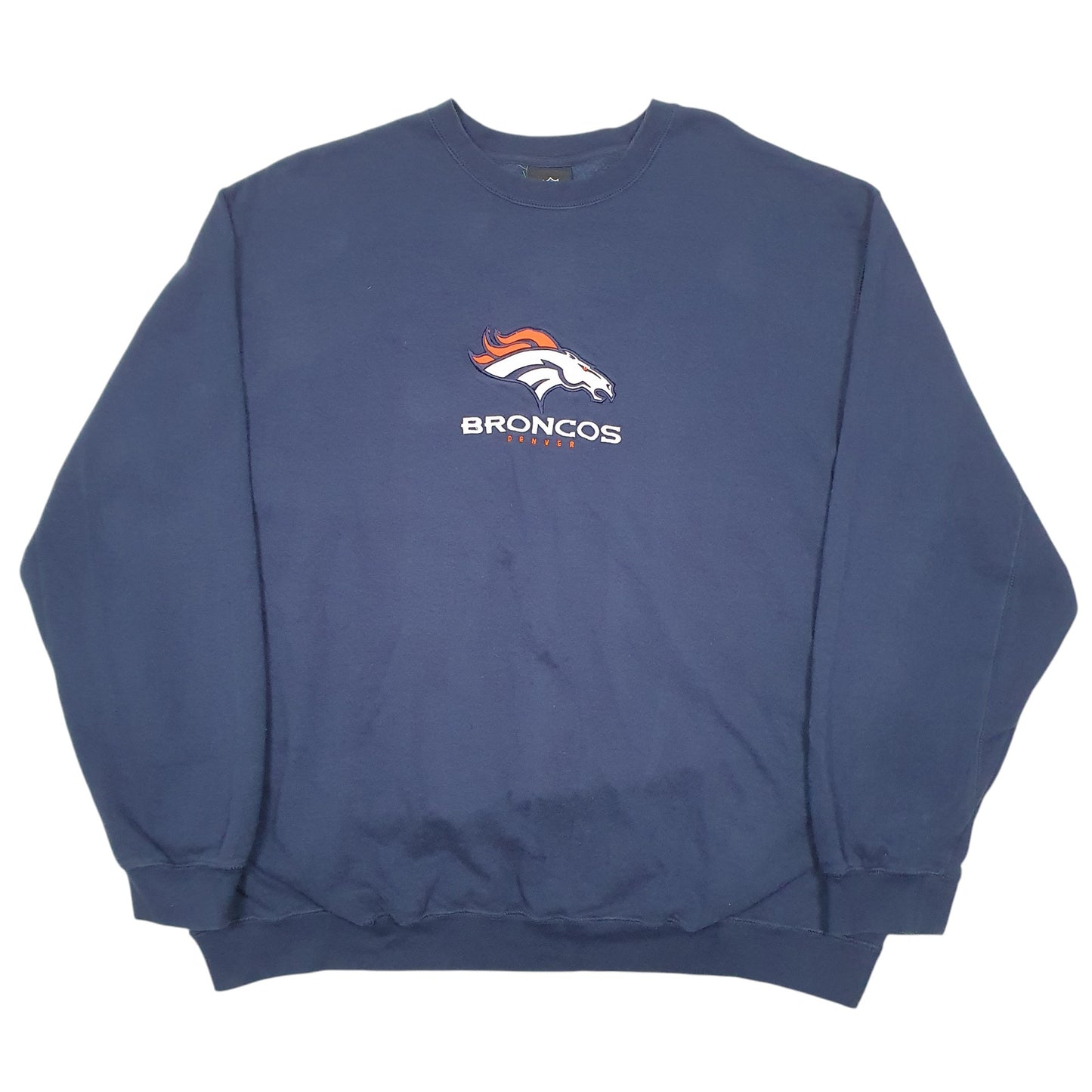 Mens Navy NFL Denver Broncos Football USA Spellout Crewneck Jumper