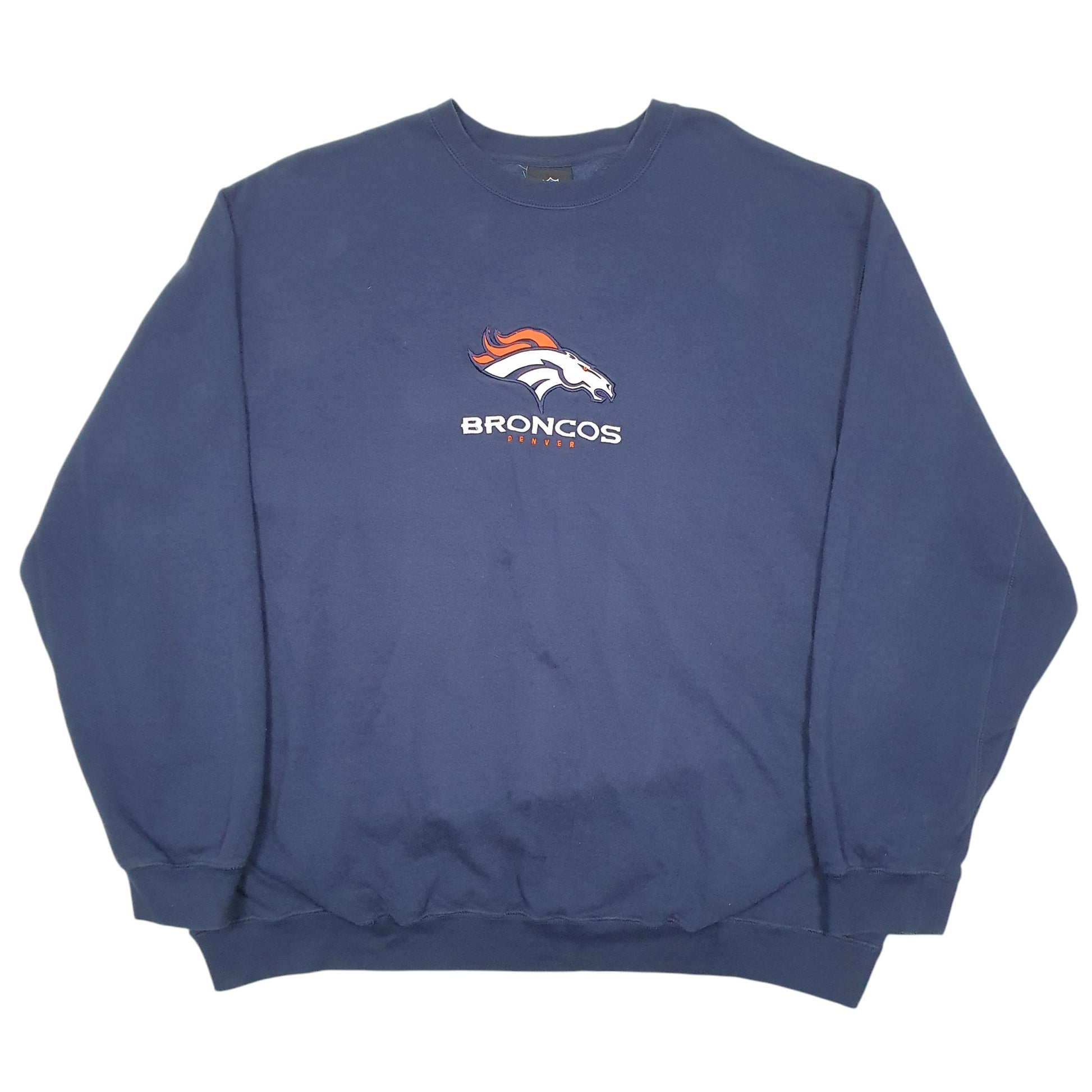 Mens Navy NFL Denver Broncos Football USA Spellout Crewneck Jumper