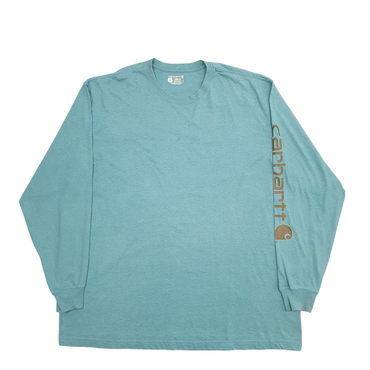 Mens Green Carhartt Spellout Long Sleeve T Shirt