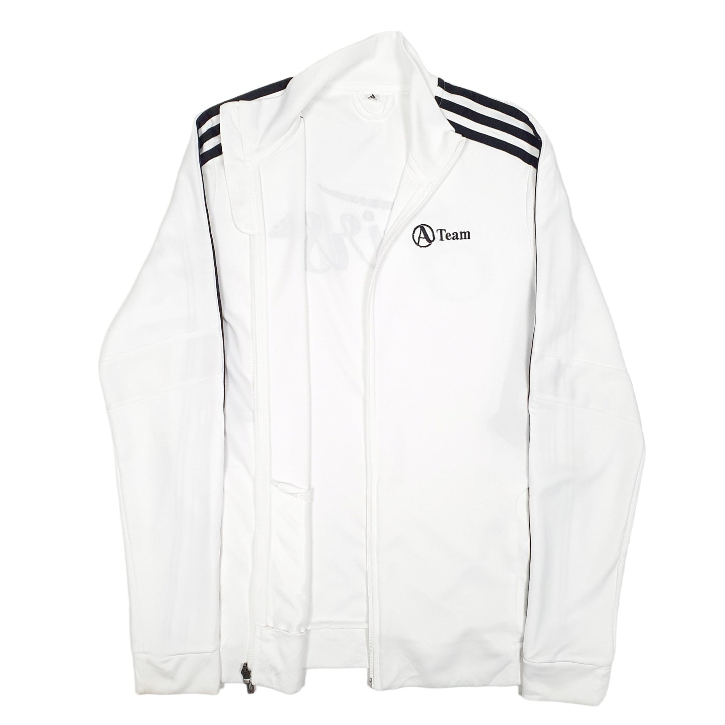 Mens White Adidas A Team First Track Top Climalite Full Zip Jumper