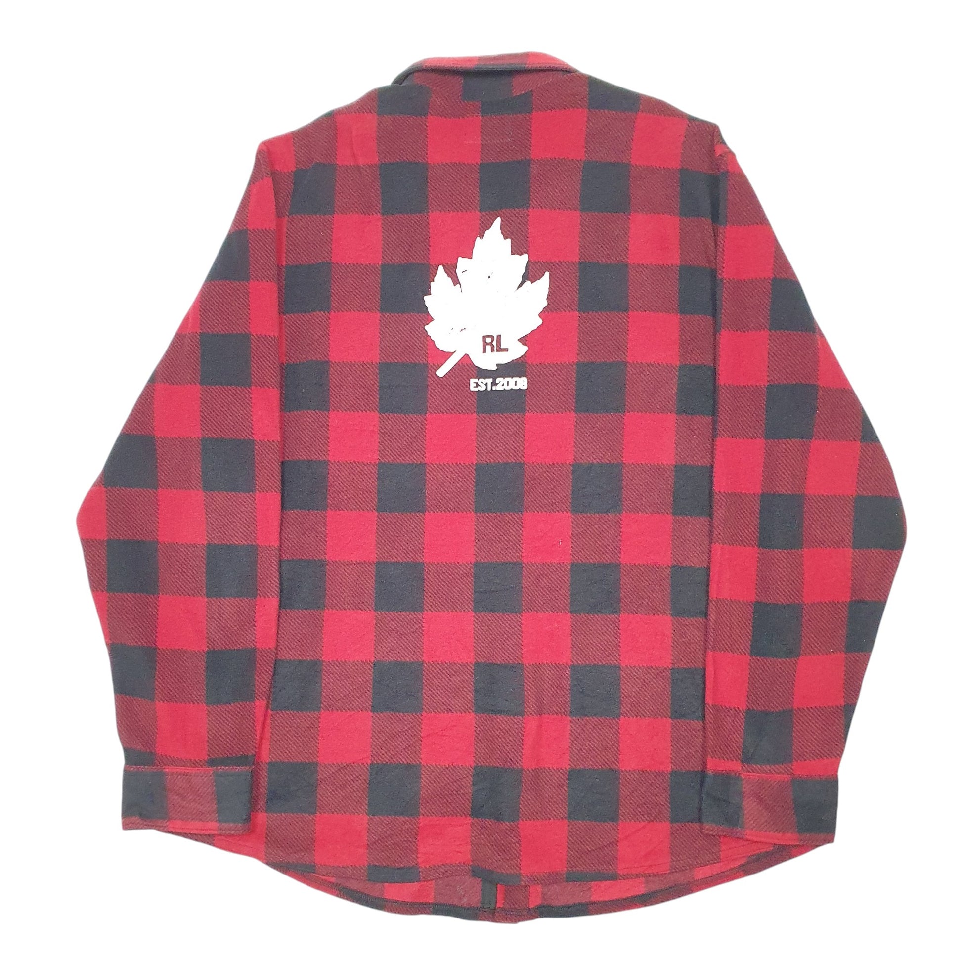 Mens Red Wrangler Lumberjack Fleece Overshirt RL Leaf Long Sleeve Shirt