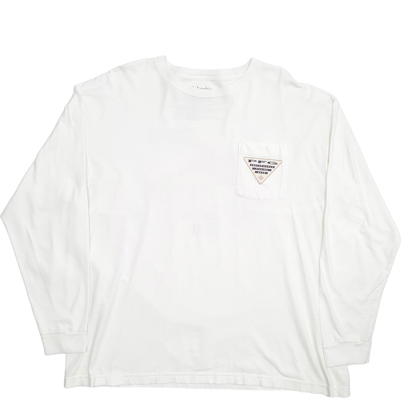 Mens Cream Columbia Sportswear Pocket PFG Fishing Long Sleeve T Shirt