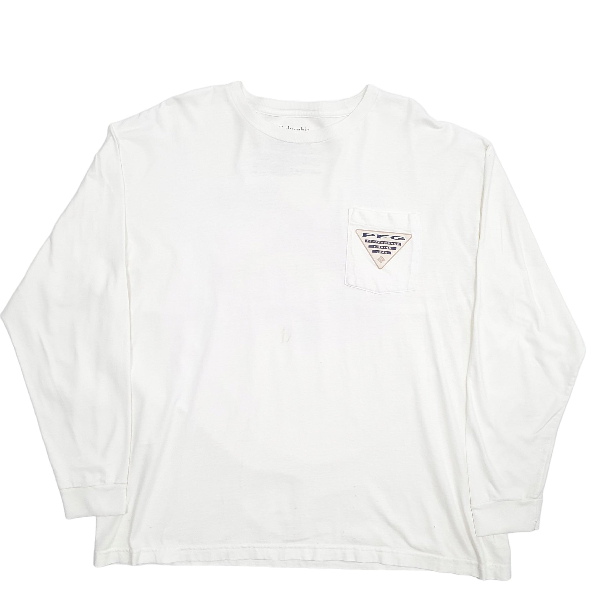 Mens Cream Columbia Sportswear Pocket PFG Fishing Long Sleeve T Shirt