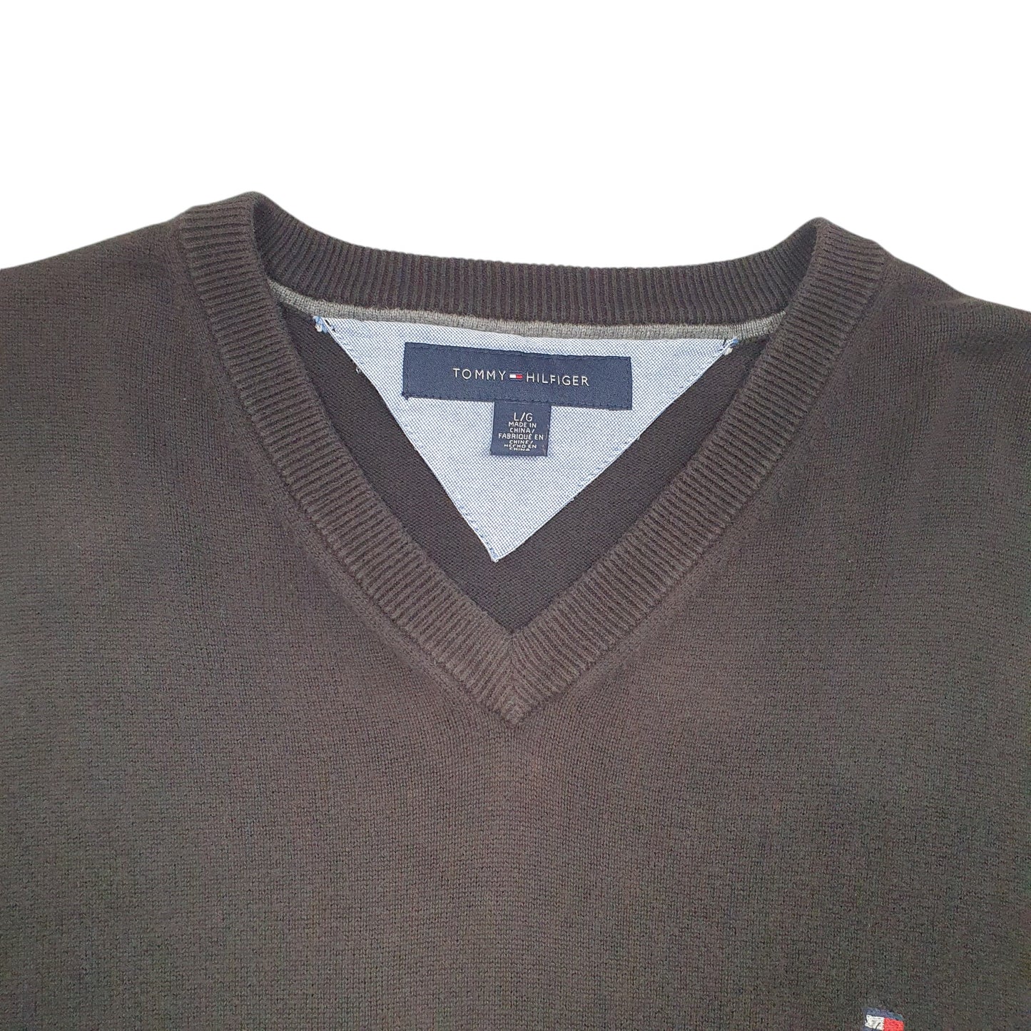 Mens Black Tommy Hilfiger Knit V Neck Jumper