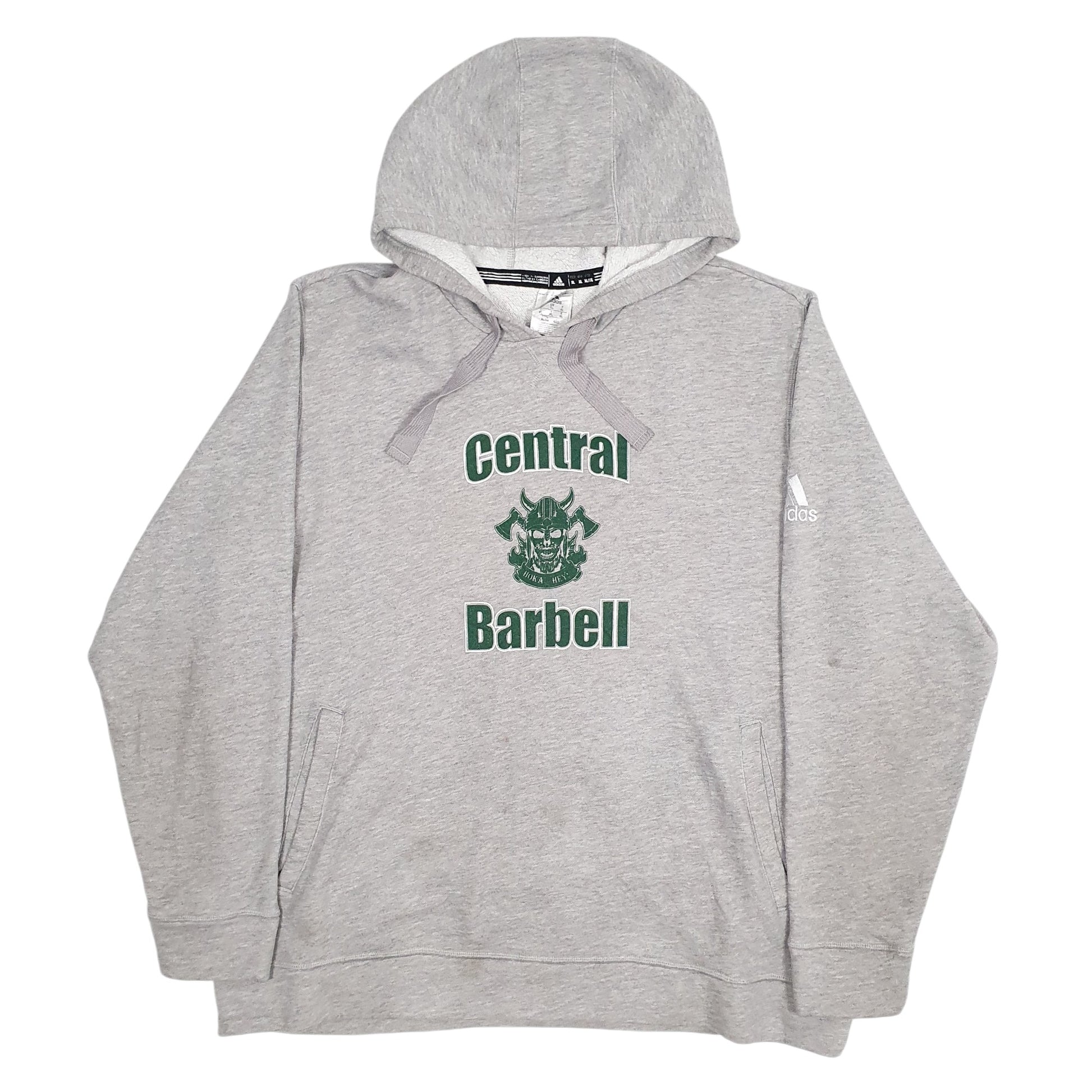 Mens Grey Adidas Central Barbell Hoodie Jumper