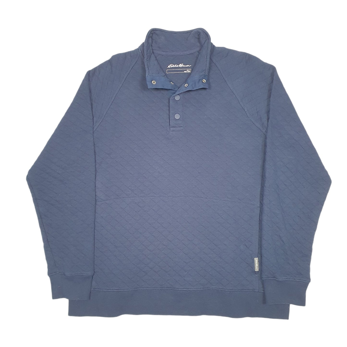 Mens Navy Eddie Bauer Popper Quilted Quarter Zip Jumper