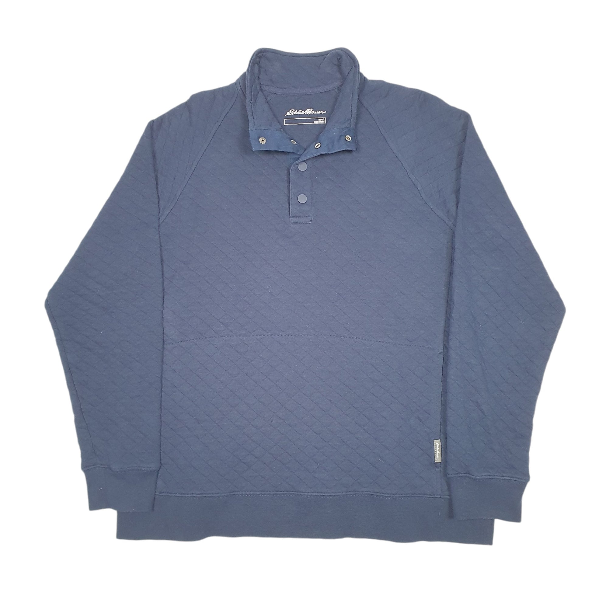 Mens Navy Eddie Bauer Popper Quilted Quarter Zip Jumper