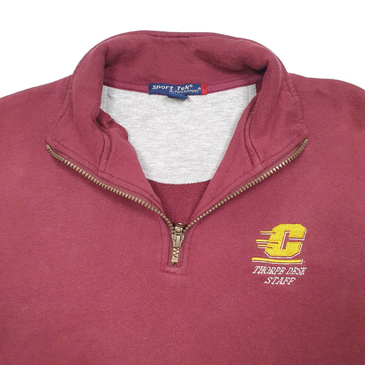 Mens Burgundy Sport Tek Central Michigan Chippewas Football USA Quarter Zip Jumper