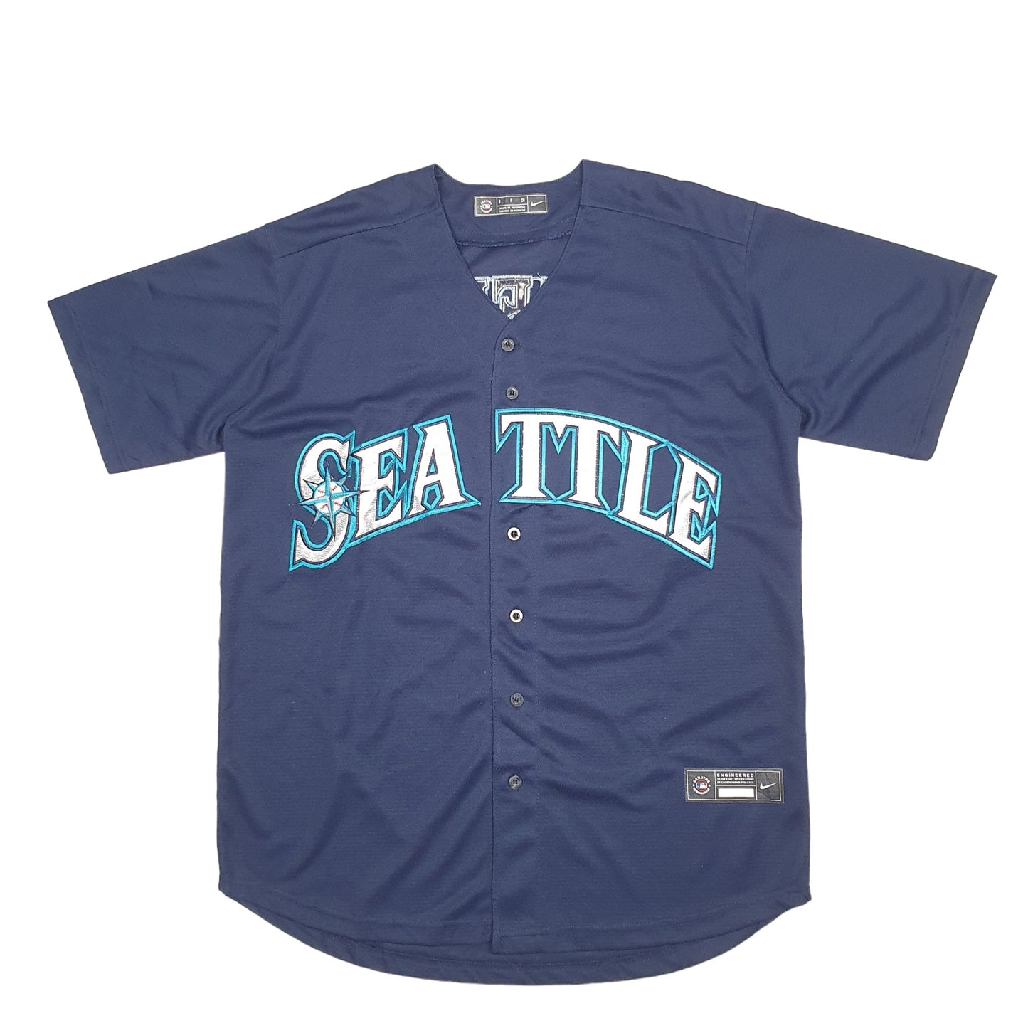 Mens Navy Nike MLB Baseball Jersey Seattle Mariners Short Sleeve T Shirt