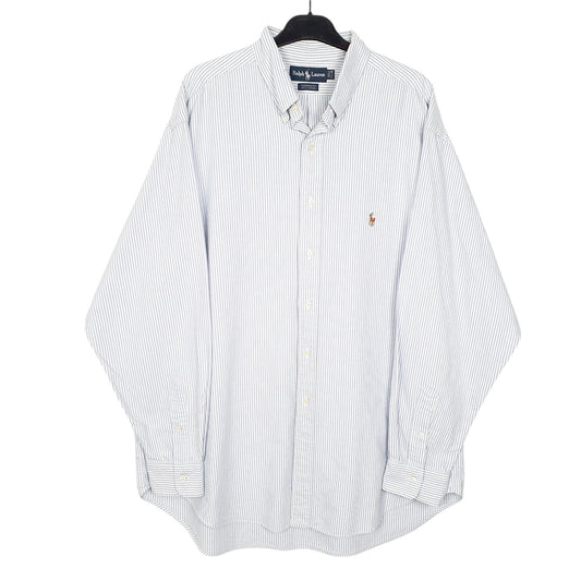 Mens White Polo Ralph Lauren Oxford OCBD Long Sleeve Shirt