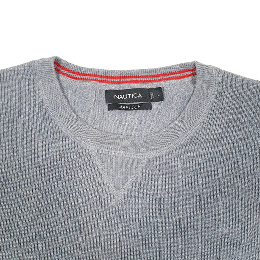 Mens Blue Nautica Knit Crewneck Jumper