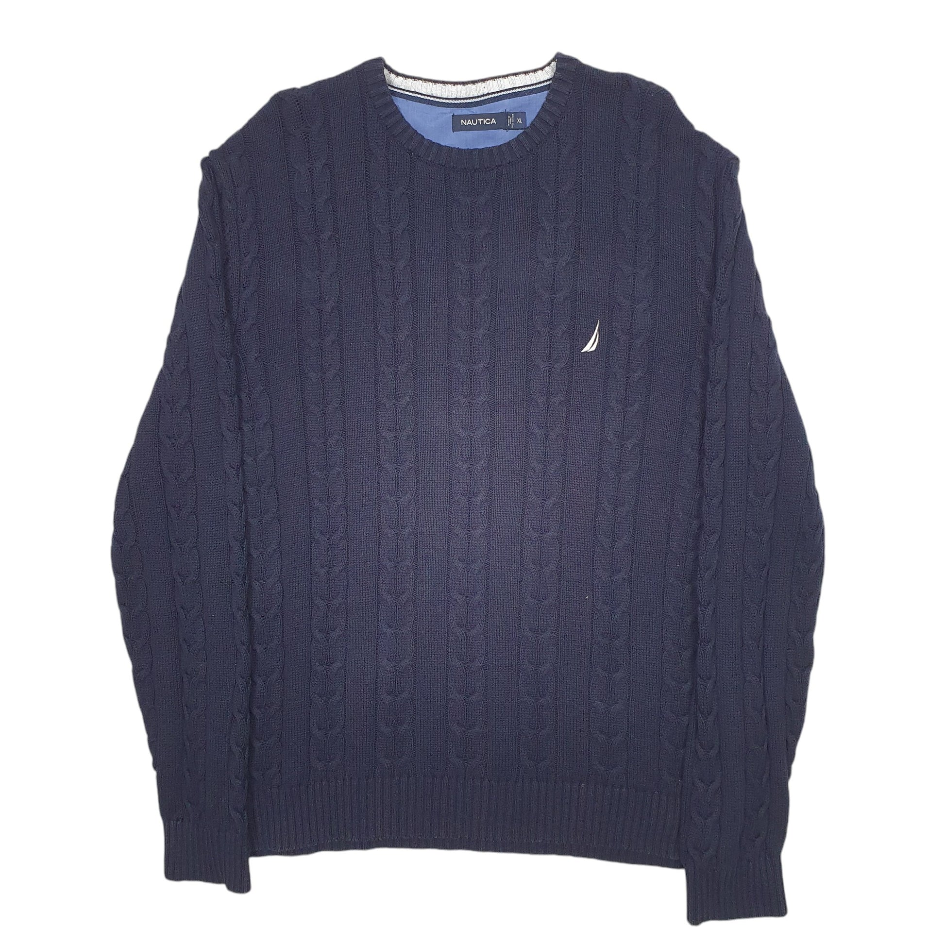 Mens Navy Nautica Knit Crewneck Jumper