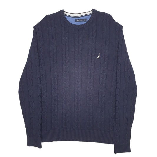 Mens Navy Nautica Knit Crewneck Jumper