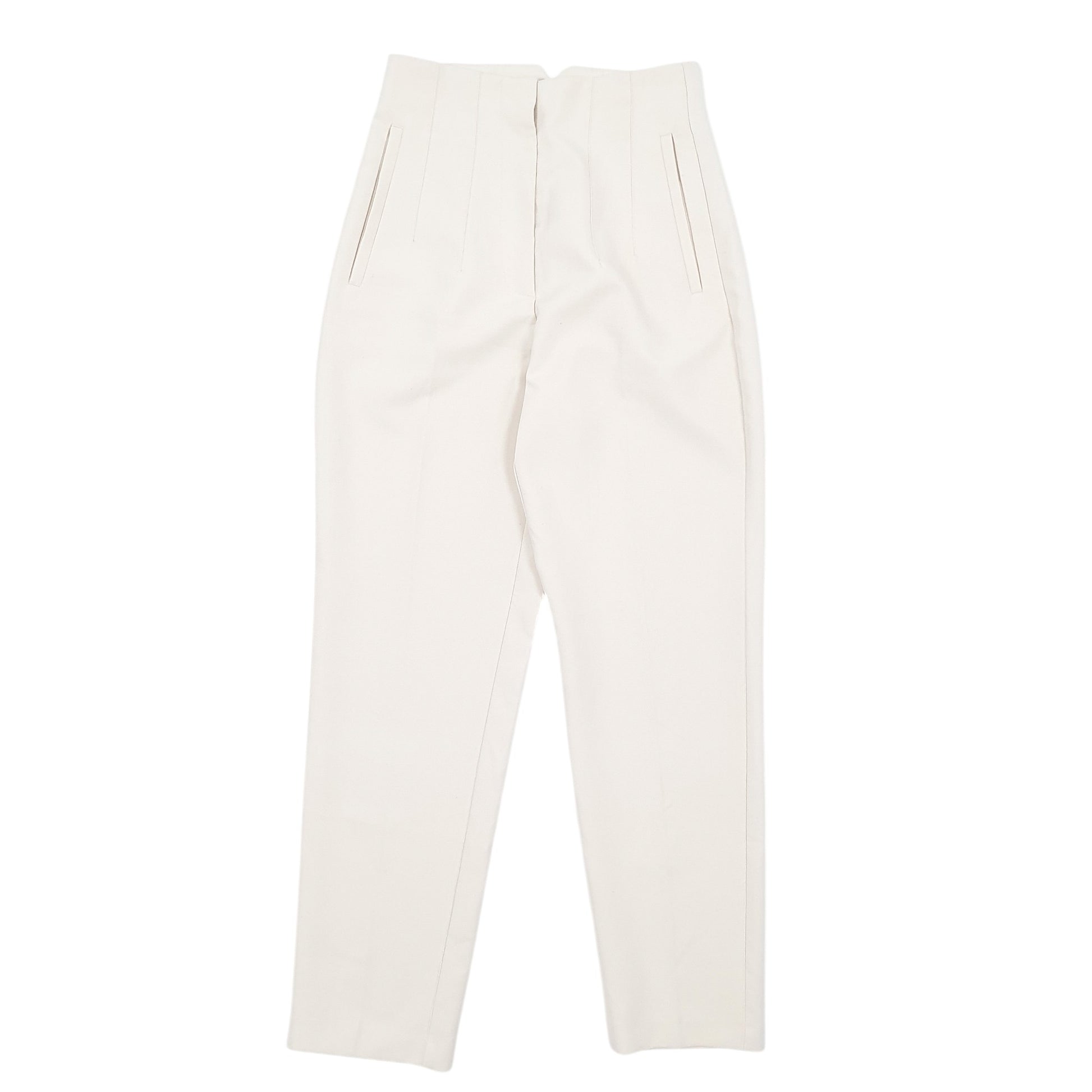 Womens Cream Zara Tripled Pleated Chino Trousers