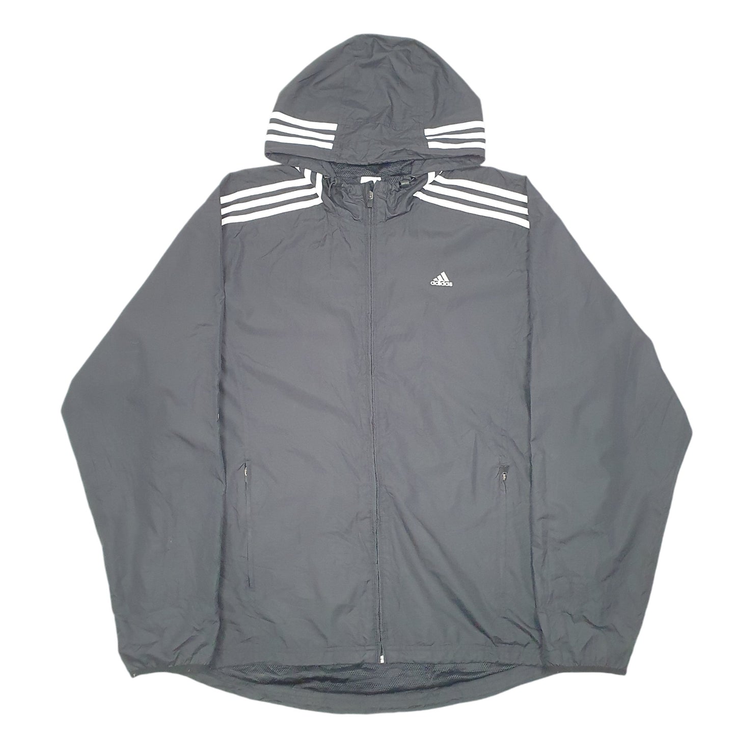 Mens Black Adidas Hooded Lightweight Full Zip Coat