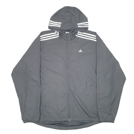 Mens Black Adidas Hooded Lightweight Full Zip Coat