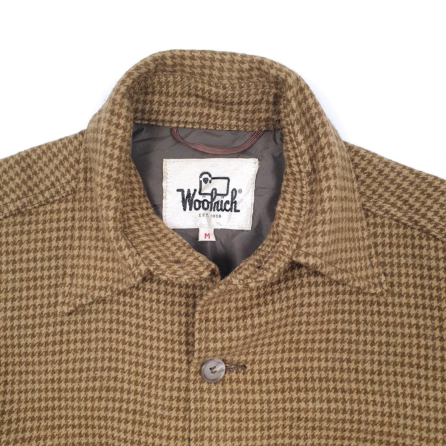 Mens Brown Woolrich Vintage 1980s 90s Houndstooth Hunting Shirt Shacket Overshirt  Coat