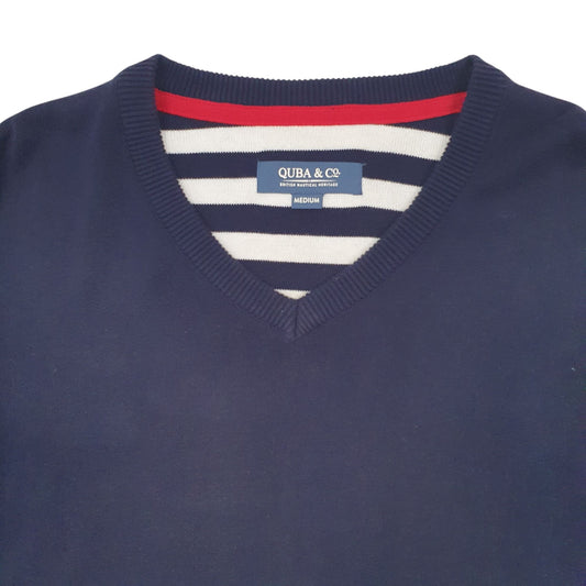 Mens Navy Quba & Co Knitwear V Neck Jumper