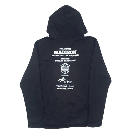 Mens Black Fleecepoly Wisconsin Madison Turkey Trot Hoodie Jumper